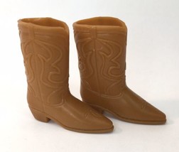 VTG Ken Barbie Doll Brown Squishy Short Western Cowboy Boots w Pattern - Taiwan - £11.71 GBP