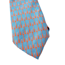 Ferrell Reed Men&#39;s 100% Silk Necktie Hand Tailored in the USA Forks Pattern Blue - £11.20 GBP