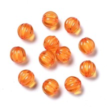 50 Pumpkin Beads Orange Acrylic Halloween Fall Findings 10mm Translucent - £4.08 GBP