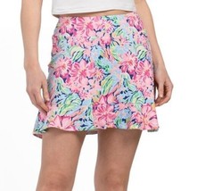 NWT X by GOTTEX Pink Blue Floral Golf Tennis Pickleball Knit Ruffle Skor... - $39.99