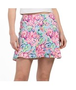 NWT GOTTEX Pink Blue Floral Golf Tennis Pickleball Knit Ruffle Skort S M... - $761.39 MXN