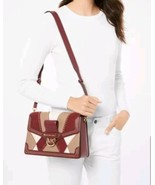 Michael Kors Jessie Large Flap Leather Shoulder Bag Brandy Multi/Gold - $246.51