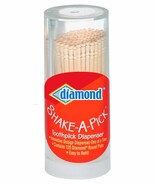 125 rOund Wood FANCY TOOTHPICKS Shake A Pick Dispenser Birch wood DIAMON... - €15,24 EUR