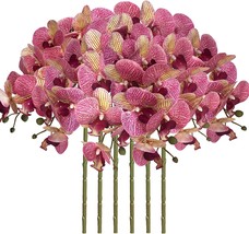 Fagushome 32 Inch Artificial Phalaenopsis Flowers 6 Pcs, Purple Dapple - £27.17 GBP