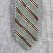 Club Room Gray Brown Blue Stripe 100% Silk Long Men&#39;s Neck Tie NWOT - $45.00