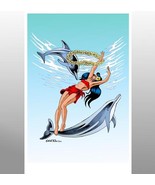   &quot;Swimming with Dolphins&quot;  ( Tiki &amp; Comics Art ) - $20.00
