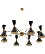 Large Italian Chandelier Stilnovo Style Mid Century Brass Sputnik Lights... - £395.25 GBP