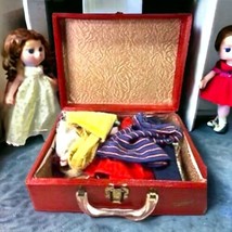 Vtg 1950s VACATIONER Carry-on Train Case Lucite Handle &amp; Handmade Doll Clothes - £28.56 GBP