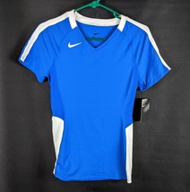 Womens Fitted Volleyball Shirt XS Blue with White Stripe Nike (Tight Fit) - $25.12