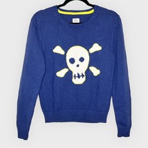 MINI BODEN navy/tan/citron cotton crew neck skull sweater size 11-12Y - £21.98 GBP