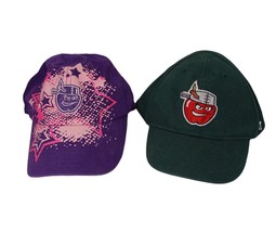 Fort Wayne TinCaps Youth 47 Brand Baseball Hat Cap Purple and Green LOT OF 2 - £12.37 GBP