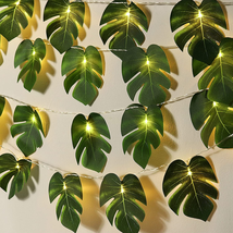 Monstera Leaf String Lights 2 Pack, 20 LED Tropical Artificial Rattan Palm Leave - £27.00 GBP