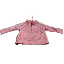 Adidas Girls Baby Infant Size Pink Vintage Full Zip Jacket White Striped - $14.84