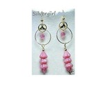 Pink flower beaded hoop crystal earrings thumb155 crop