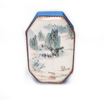 Silk Trinket Box Handmade Chinese Asian Aqua Blue Turquoise New Old Stoc... - $9.87