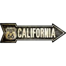 Vintage Route 66 California 5&quot; x 17&quot; Novelty Metal Arrow Sign - £9.38 GBP