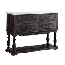 Gerardo 48" Server, White Marble Top &amp; Weathered Espresso Finish - $1,026.00