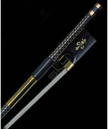 Violin Bow 4/4 Size Carbon Fiber with Gold Inlay Horse Hair Top Quality New - $88.99
