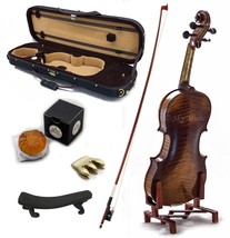 4/4 Antique Style Professional Handmade VN406 Violin Kit w Case Bow Rosin Mute  - £321.47 GBP
