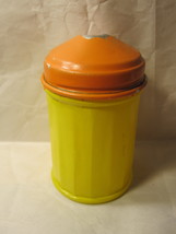 vintage 4" Gemco Glass Sugar Pour w/ metal cap - Yellow / Orange - $7.50