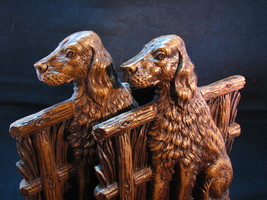 Burwood Dog Retriever Bookends Set Brown Hand Carved Look 6 3/4&quot; Tall VFC - £23.92 GBP