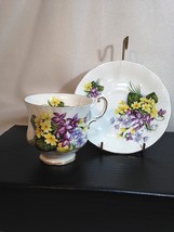 Paragon Flower Festival C Violets Her Majesty Queen Footed Teacup And Saucer Vf - £15.76 GBP