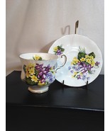 Paragon FLOWER FESTIVAL C Violets Her Majesty Queen Footed Teacup and Sa... - £15.82 GBP