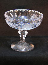 Jelly Sauce Compote Clear Cut Crystal 5&quot; D x 4 3/4 T x 1 3/4&quot; Floral &amp; Leaves - £13.87 GBP
