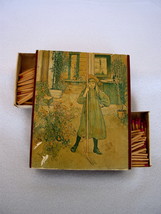 Old Matchbox Sweden Double 5 1/4&quot; RAKING Small Girl with Rake Cover Carl Larsson - £16.79 GBP