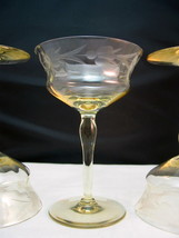 Superb! 7 Wine Goblets Yellow Topaz Lemon Elegant Glass Vintage STUNNING - £75.66 GBP