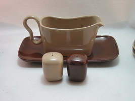 Franciscan Metropolitan Gravy Underplate Salt Pepper Brown and Tan Compl... - £15.69 GBP