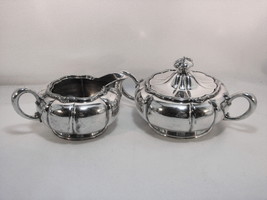 Antique EG Webster And Sons Melon Style Silverplate Creamer Sugar No 208 c1870 - £22.41 GBP