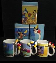 Disney MICKEY, MINNIE, Daffy Figural Cups w/Box Ceramic Set of 3 by Applause - £33.01 GBP