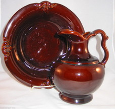 Haeger 3055 Deep Umber Rich Brown Small Basin &amp; Pitcher Gorgeous! - £23.90 GBP