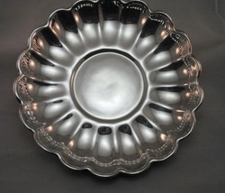 Reed Barton Holiday 13" Dia Fluted Scalloped Silverplate Serving Tray & Bowl 109 - $22.95