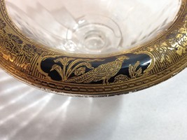 Wheeling Glass Co PHEASANT and STUMP Gold Black Clear Small Compote Bowl... - $22.95
