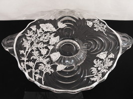 Cambridge Glass CAPRICE 131 Sterling Silver Overlay Poppy 8&quot; Small Platter Foot - £17.99 GBP