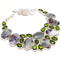 Fluorite Peridot Gemstone Fashion Christmas Gift Necklace Jewelry 18&quot; SA 4864 - £15.54 GBP