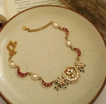 VeroniQ Trends-Elegant Chand-Moon Gold Plated in handmade Kundan Necklace-Indian - £87.44 GBP