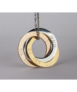 Personalized Russian Rings Eternity Necklace, Triple Color Interlocked Circles - £27.97 GBP