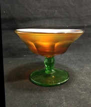 Northwood FLUTE SHERBET Pressed Green Glass Stretched Carnival Interior ... - £19.50 GBP