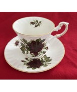 Vintage Rosina Queensware Fine Bone China Teacup + Saucer August Deep Re... - $357.32 MXN