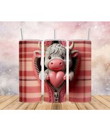 Skinny Tumbler with Straw, 20oz/30oz, Highland Cow, Valentines Day, awd-953 - £28.48 GBP+