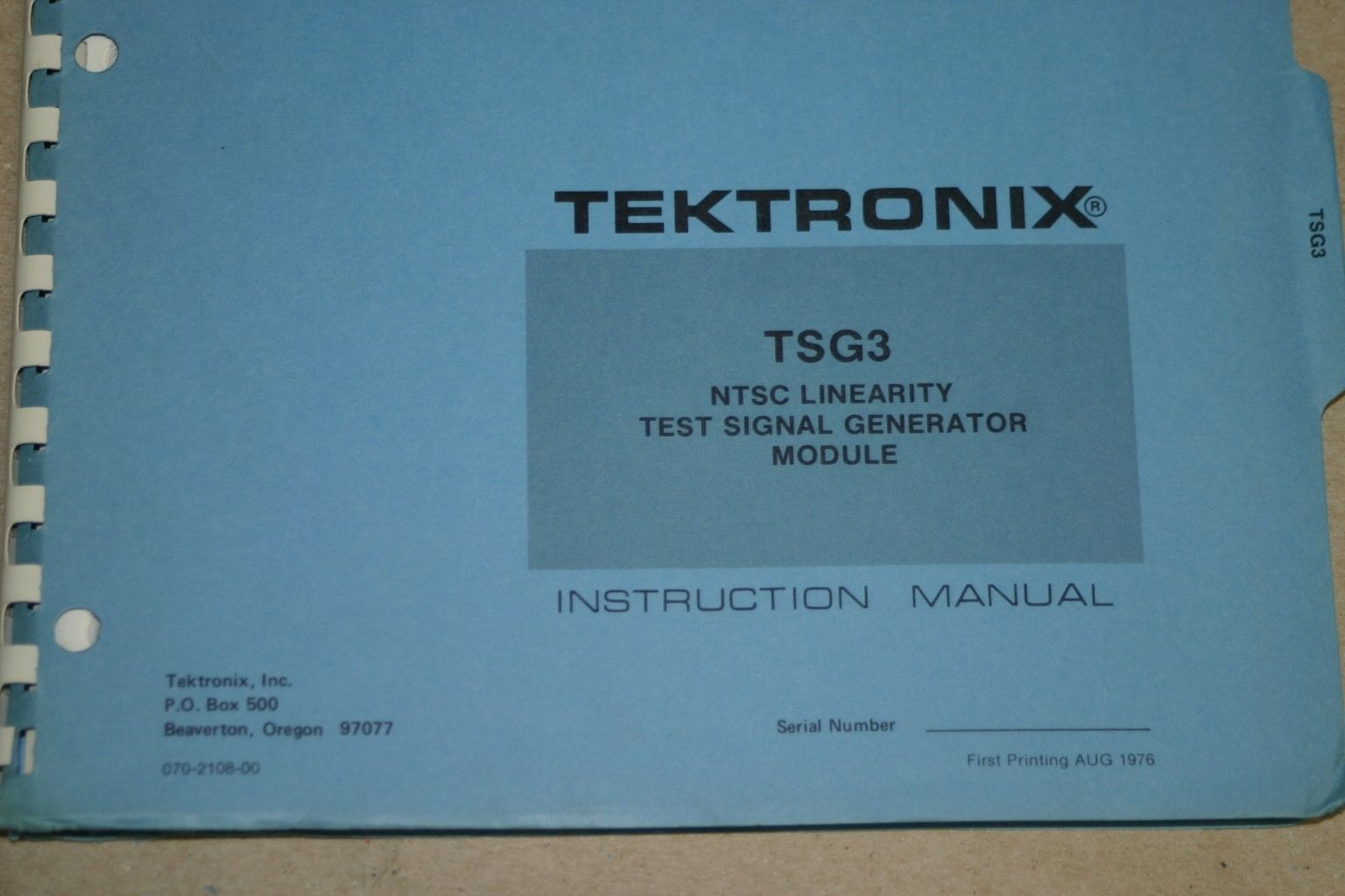 TEK   TSG3  NTSC Lineariity Test Signal Generator Module Instruction Manual - $24.70