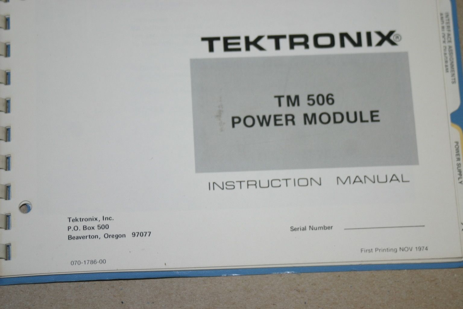 Tek Tektronix  TM 506 Power Module  Instruction Manual - $24.70
