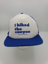 80s Vintage &quot;I Hiked The Canyon&quot; Trucker Hat Blue White Grand Canyon Hiker Hat - £13.06 GBP