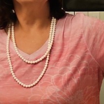 Pearl Necklace Faux Imitation Long 54 Inch Strand Contemporary Classic Timeless - $14.84