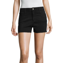 Arizona Women&#39;s Juniors 2 1/2&quot; High Rise Raw Edge Denim Shorts Size 15 Black - £13.99 GBP