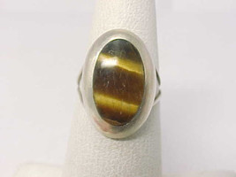 Tiger&#39;s Eye Vintage Mexico Ring In Sterling Silver   Size 5   Signed Rct - £28.91 GBP