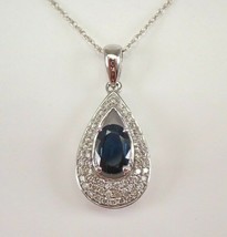 3.00Ct Oval Cut Simulated Blue Sapphire  Pendent 925 Silver Gold Plated  - £111.12 GBP
